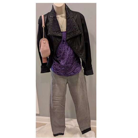 LIVERPOOL ankle skinny charcoal gray jeans with black distressed cuffed hem - Picture 11 of 16